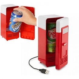 Gadgets Mini USB Fridge Cooler Beverage Drink Cans Cooler/Warmer Refrigerator for Laptop PC Computer Black Red