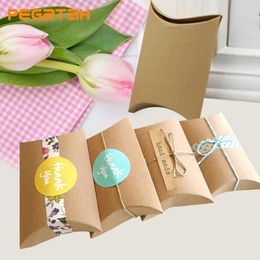 Gift Wrap 10/20/30Pcs Pillow Candy Box Kraft Paper Christmas Packaging Boxes Wedding Favours Birthday S