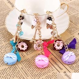 Keychains Lanyards 1Pc Rhinestone Nice Cake Arons Key Chains Novelty Fashion Charm Women Men Diy Accessories Bag Decoration Jewelr Dhldc