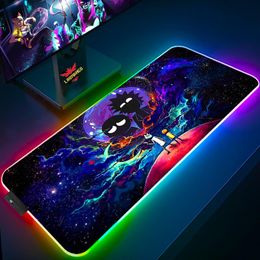 Rests Large Mouse Pad RGB Gaming Accessories Anime Rick Mousepad Backlight Pc Gamer Kawaii Desk Mat Xxl Extended Keyboard Mouse Mats