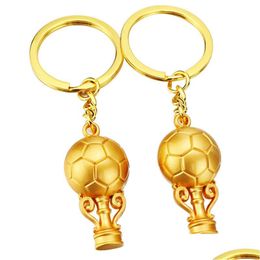 Keychains Lanyards Football Gold Car Keychain Keyring Souvenir Gift Key Chain Drop Delivery Fashion Accessories Dhi3S