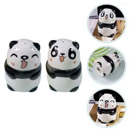 Dinnerware Sets 2 Pcs Panda Seasoning Bottle Home Kitchenware Toy Container Lovely Spice Storage Box Jar Condiment Salt Set