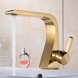 Bathroom Sink Faucets Basin Faucet Single Handle Hole Tap And Cold Water Mixer Taps Total Brass Golden Deck Mounted