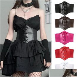 Belts Women Laceup Elastic Waist Belt Tra Super Wide Tied Waspie Pu Leather High Corset Drop Delivery Fashion Accessories Dhsyn