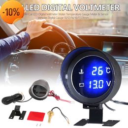 New 12/24V Car LED Digital Voltmeter Water Temperature Gauge Meter 10/12/14/16/17/21mm Sensor Universal Vehicles Digital Gauge