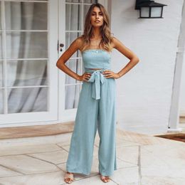 2022 spring and summer new casual fashion suit backless slim jumpsuit European and American straight trousers suit