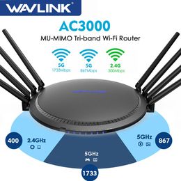 Routers Wavlink AC3000/2100/1200 Gigabit Wireless Wifi Router WiFi Range Extender 5Ghz 2.4G WiFi Repeater High Gain Antennas Easy Setup