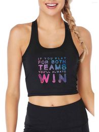 Women's Tanks If You Play For Both You'll Always Win Design Tank Top Bisexual Pride Month Gifts Crop Tops Summer Breathable Camisole