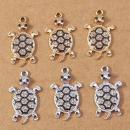 10pcs Cartoon Animal Charms Alloy Crystal Turtle Charms Pendants for Making DIY Drop Earrings Necklaces Crafts Jewellery Findings