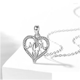 Chains 1 Pc Lovely Heart Mom Pendant Necklace For Women Clavicle Chain Sier Jewellery Mothers Day Gift Drop Delivery Necklaces Pendants Dh06V