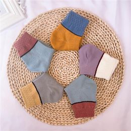 Socks 5 Pairs Baby Boys Winter Colourful Cartoon Stripe Kids Spring Autumn Cotton Breathable Keep Warm Floor Girls