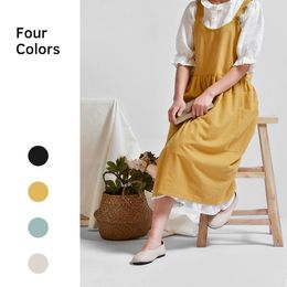 Aprons Nordic Simple Florist Apron Cotton Linen Gardening Shops Kitchen For Women Accessories Maid Dress Delantal Cocina