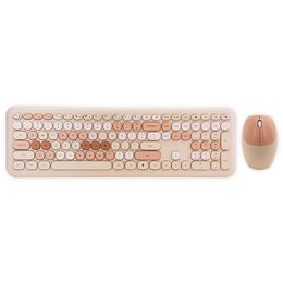 Combos Mofii 666 2.4G Wireless Keyboard Mouse Combo Mixed Colour 110 Key Keyboard Mouse Set with Round Punk Keycaps