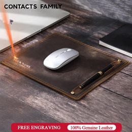 Rests CONTACT'S FAMILY AntiSlip Mouse Pad Mat Laptop Nubuck Leather with Pen Holder Gaming Mice New Desk Cushion Retro Comfortable