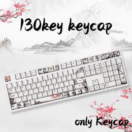 Accessories Ink Chinese Theme 61/68/71/84/87/104/108 Keys Cherry Profile PBT Fivesided Sublimation Mechanical Keyboard Keycaps