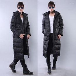 Men's Down Winter Plus Size X-long Design Thick Men Coat Male Hat Detachable Big Women Outerwear S- 2XL 3XL Extra Long Jacket