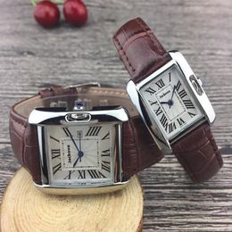 TOP Fashion Luxury Man Women Watch nice designer leather rectangle Lady Watch High Quality Quartz Clock drop 1839