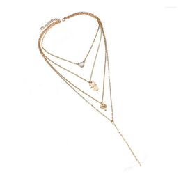 Pendant Necklaces Fashion Simple Multi-layer Chain Choker For Women Alloy Pineapple Coconut Four Layer Long Necklace Jewelry