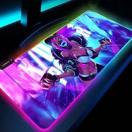 Rests League of Legends Kda Akali Mouse Mat Keyboard Pad Backlit Mat Led Glowing Mouse Pad Pc Accessories Gaming Mousepad Xl Rgb Big