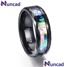 Cluster Rings Nuncad 8Mm Mens Abalone Shell Polished Black Faceted Tungsten Carbide Wedding Bands Size 712 Drop Delivery Jewellery Ring Dha0B