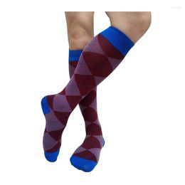 Men's Socks Winter Mens Long Tube Knee High Softy Formal Dress Suit Sexy For Male Business Plaid Fashion Hose Stocking