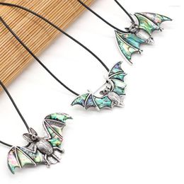 Pendant Necklaces Natural Mother Of Pearl Abalone Shell Necklace Bat Big Ears Shape Alloy Neck Chain For Women Men Jewelry Gifts