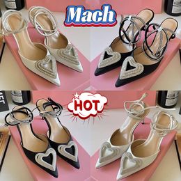 Mach Dress Shoes women sandals high heel stiletto heels party leather summer wedding dance sandal womens shoe 80 Triple Heart Satin Heels Bow Crystal-embellished