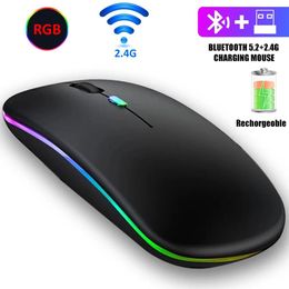 Mice Wireless Mouse RGB Bluetooth Computer Mouse Silent Rechargeable Ergonomic Mause With LED Backlit USB Optical Mice For PC Laptop