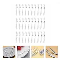 Dinnerware Sets Fruit Fork Two Prong Mooncake Forks Toothpicks Stainless Steel Teeth Household Tableware