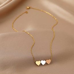 Pendant Necklaces Stainless Steel Necklaces New Trend Sweetheart Gold Colour Silver Colour Metal Charms Pendants Chains Fashion Necklace For Women AA230526