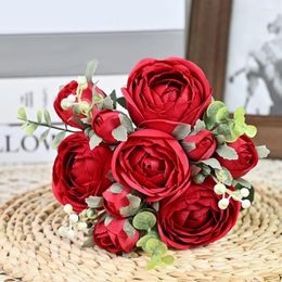 Decorative Flowers Pretty Bridal Bouquet Long Lasting Artificial Rose Flower With Stem Nice-looking Fake