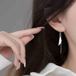 Dangle Earrings Triangle Long Ear Line Simple Threader Chain Silver Color For Women Men Korean Fashion Jewelry Gifts