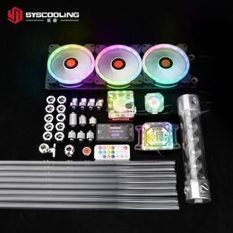 Cooling Syscooling PC water cooling kit for AMD AM4 CPU socket liquid cooling 360mm radiator whole set DIY water cooling with RGB lights