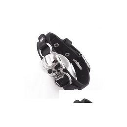 Cuff Wholesalemens Fashion Faux Leather Bracelet Punk Skl Wristband Jewellery Charms Store 50 Drop Delivery Bracelets Dhxyl