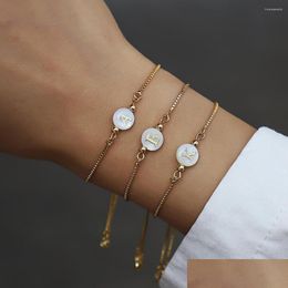Chain Link Bracelets Classic Az Initial Letter Bracelet Women Simple Adjustale Gold Colour For Jewellery Gift Drop Delivery Dhzha