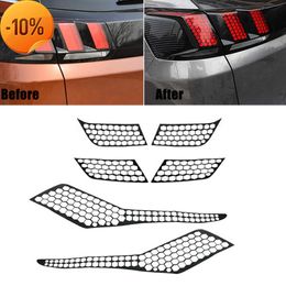 New 6PCS Rear Tail Light Cover Honeycomb Stickers Light Assembly Protector Tail Lamp Decal for Peugeot 3008 3008GT 2017 2018 2019