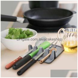 Other Kitchen Tools Sile Rack Spoon Mat Solid Color Woman Man Storage Convenient Docking Stand Supplies Mti Function 4 2Aw K2 Drop D Dh8Vb