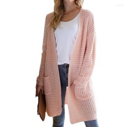 Women's Knits Oversize Knitted Long Cardigan For Women Pockets Slim Solid Winter Coat Jacket Female Sleeve Sweaters Cardigans 8131500