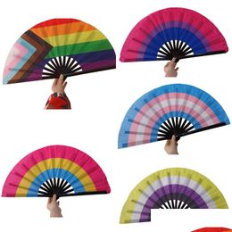 Other Festive Party Supplies Rainbow Folding Fans Lgbt Colorf Handheld Fan For Women Men Pride Decoration Music Festival Events Da Dhyoz