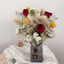 Decorative Flowers Tail Grass Dried Preserved Natural Fresh Gypsophila Baby's Breath Daisy Rose Flower Bouquets Wedding