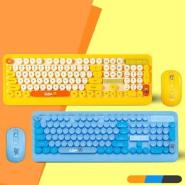 Combos New Cartoon Fashion Wireless Keyboard and Mouse Set 1600dpi 10 Metres Distance 2.4G