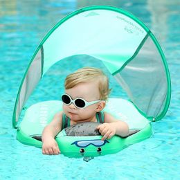 Sand Play Water Fun Baby Swimming Float With Sun Canopy Summer Infant Floats Swimming Ring Trainer Inflatable Waist Swim Ring For Toddler Pool Toy 230526