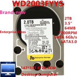 Drives New Original HDD For WD Black 2TB 3.5" SATA 6 Gb/s 64MB 7200RPM For Internal Hard Disc For Enterprise Storage For WD2003FYYS