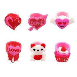 Cluster Rings Valentines Day Ring Pvc Fashion Childrens Cartoon Baby Toy Creative Gift Drop Delivery Jewelry Dhbe7
