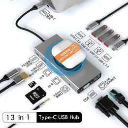 Stations Docking Station USB C 13 in 1 Multifunctional TypeC Usb Hub Wireless Charging Docking Station Usb3.0 Wireless Charging Docking