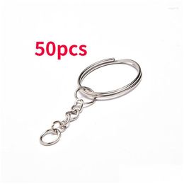 Keychains Lanyards Sier Plated Metal Blank Keyring Keychain Split Ring Keyfob Key Holder Rings Diy Chains Carabiner Lots 1050Pcs D Dhp3Y