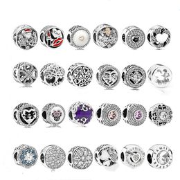 925 Pounds Silver New Fashion Charm Original Round Beads,Four Leaf Clover, Lipstick Tree, Love Hollow Hanging String, Compatible Pandora Bracelet, Beads