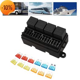 New 12 Way Blade Fuse Holder Box with Spade Terminals Fuse 4PCS 4Pin 12V 40A Relays for Car Truck Trailer Boat Automotive Trike