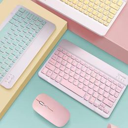 Combos wireless keyboard and mouse bluetooth pink green cute android keyboard kit pc home office keyboard mouse combos mini teclado
