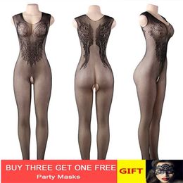 50% OFF Ribbon Factory Store Sexy women's dress up sexy lingerie body net elastic bodstocking fitness suit